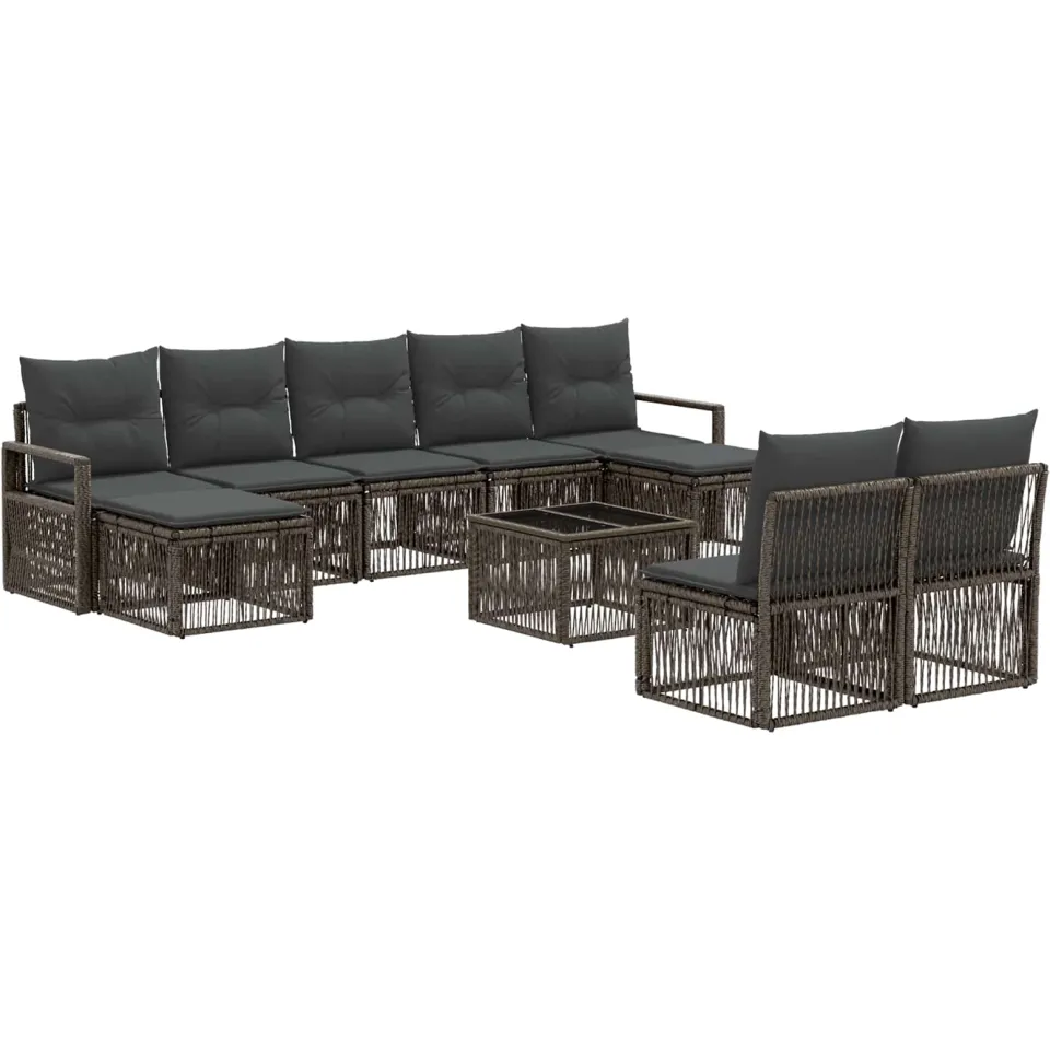 vidaXL Tuinbankenset 10 st Grijs poly rattan, foto 3