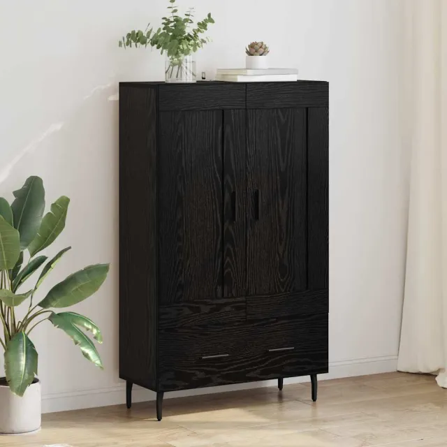 vidaXL Highboard Zwart Eiken 69,5 x 31 x 115 cm Bewerkt hout