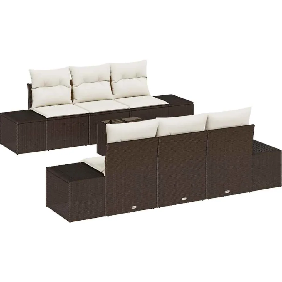 vidaXL Tuin Sofa Set 8 st Bruin en Crème poly rattan, foto 4