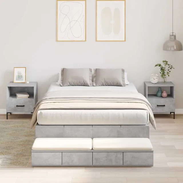 vidaXL Opbergbedframe met lade Beton Grijs 120 cm Bewerkt hout