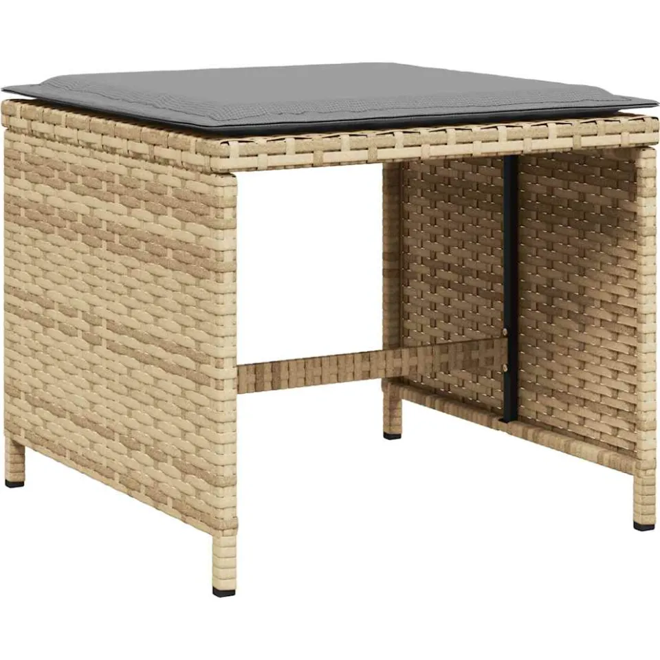 vidaXL 13-delige Tuinset met kussens poly rattan gemengd beige