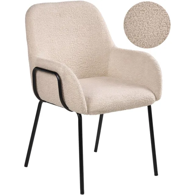Beliani ALGONA - Eetkamerstoel - Lichtbeige - Bouclé