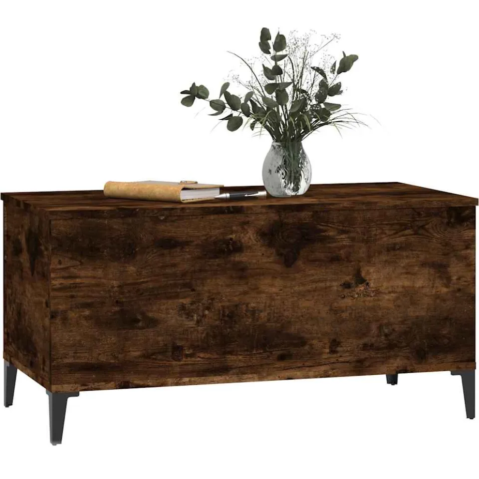 vidaXL Salontafel 90x44,5x45 cm bewerkt hout gerookt eikenkleurig, foto 3