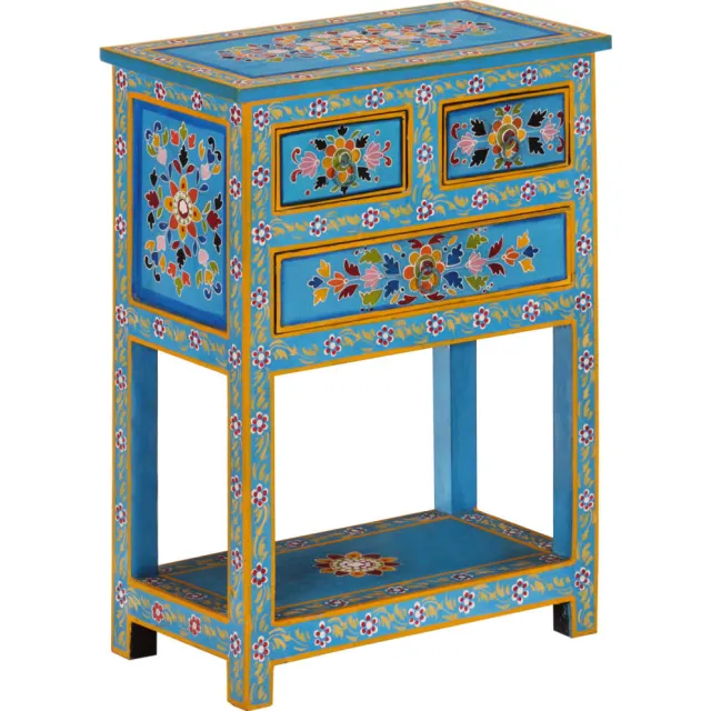 vidaXL Dressoir 55x30x76 cm massief mangohout turquoise Meerkleurig
