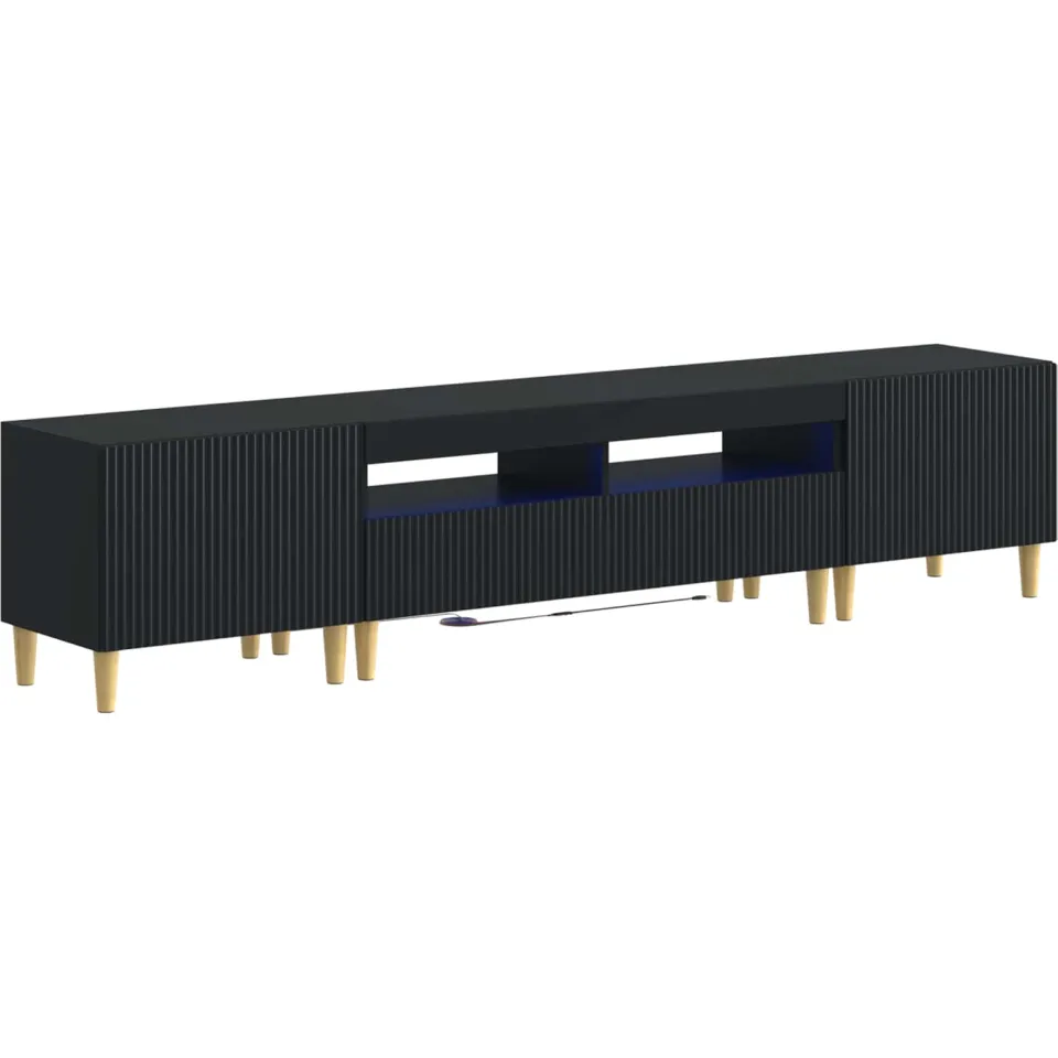 vidaXL 3-delige LED TV-kast ARNHEM 3 st Zwart Bewerkt hout