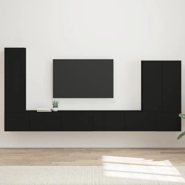 vidaXL TV Wandkast Set 6 st Zwart, foto 2