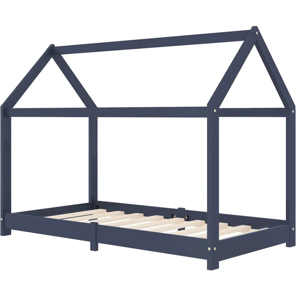 vidaXL Kinderbedframe massief grenenhout grijs 70x140 cm, foto 3