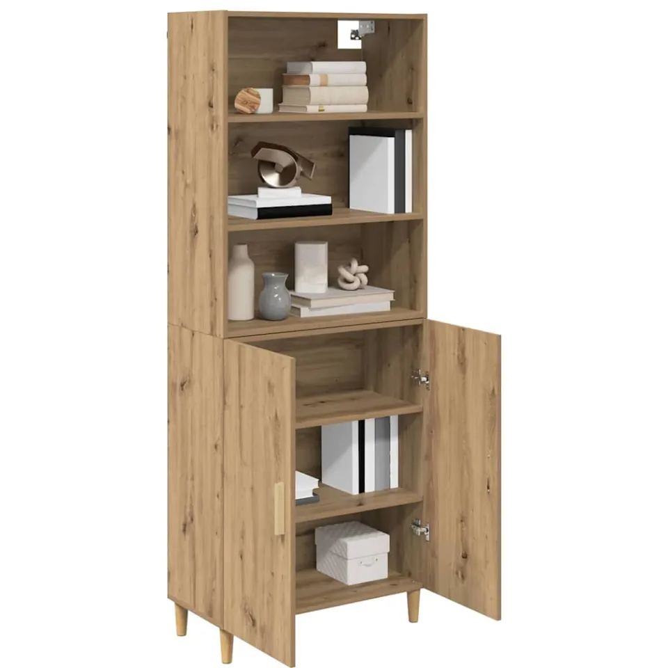 vidaXL Hoge kast Artisan Eiken 69,5 x 32,5 x 180 cm Bewerkt hout Bruin