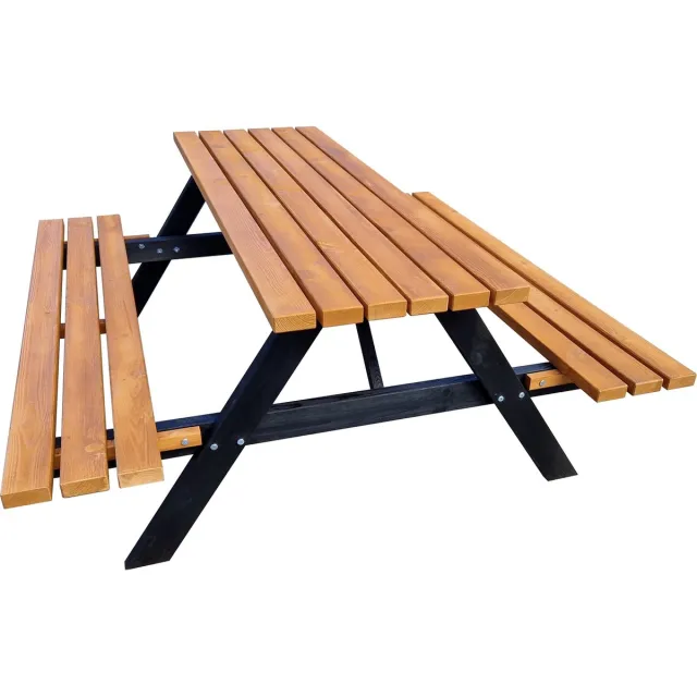 SenS-Line Jack picknicktafel 180 cm - Zwart/Bruin Zwart / Naturel