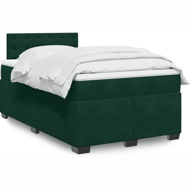 vidaXL Boxspring met matras fluweel donkergroen 120x190 cm groen