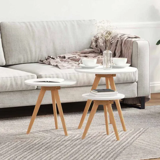 vidaXL Salontafel 3 st Bruin 50 x 50 x 46 cm Massief Notenhout, foto 2