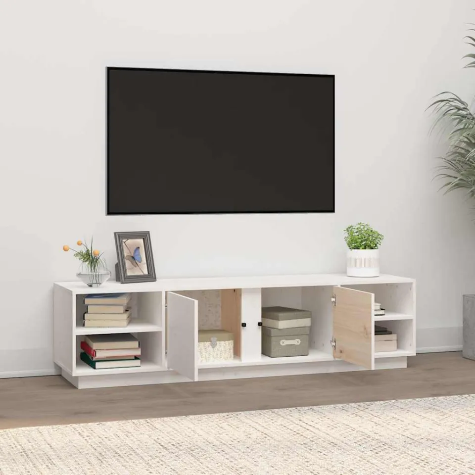 vidaXL Tv-meubel 156x40x40 cm massief grenenhout wit, foto 3