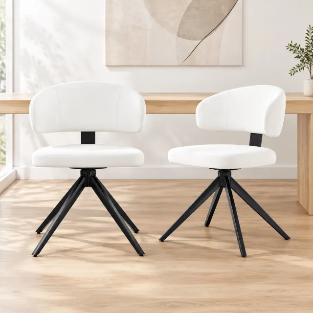 CHICFURN Eetkamerstoel - Draaibaar - Metalen vierpoot - Wit