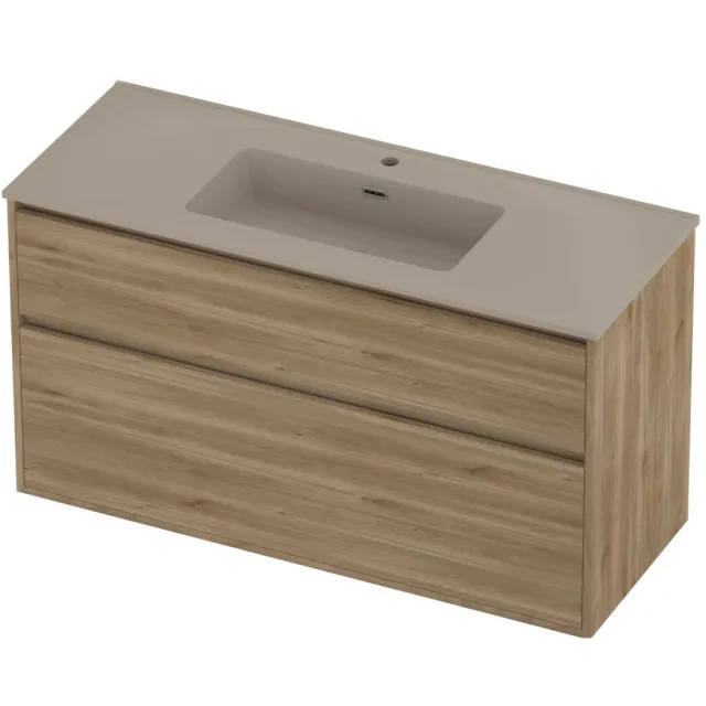 Proline Tribute Badmeubelset Porselein Elegant 1 Gat 120x46x67 cm Mat Crème Cotton Cider Oak Eiken