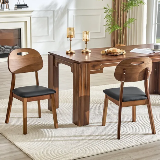 STILVORA Eetkamerstoel Set Van 2 - Ovale Rugleuning Met Tragegreep - Moderne Houten Stoelen Voor Eetkamer, Keuken En Woonkamer - Hout - Zwart
