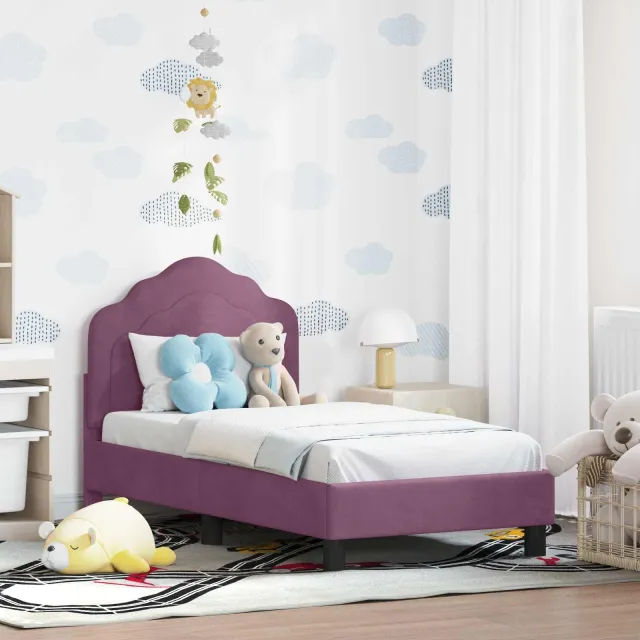 vidaXL Peuterbedframe met hoofdbord Paars 70 x 140 cm Fluweel