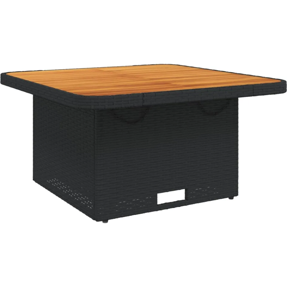 vidaXL Tuintafel 80x80x71 cm poly rattan en acaciahout zwart, foto 4