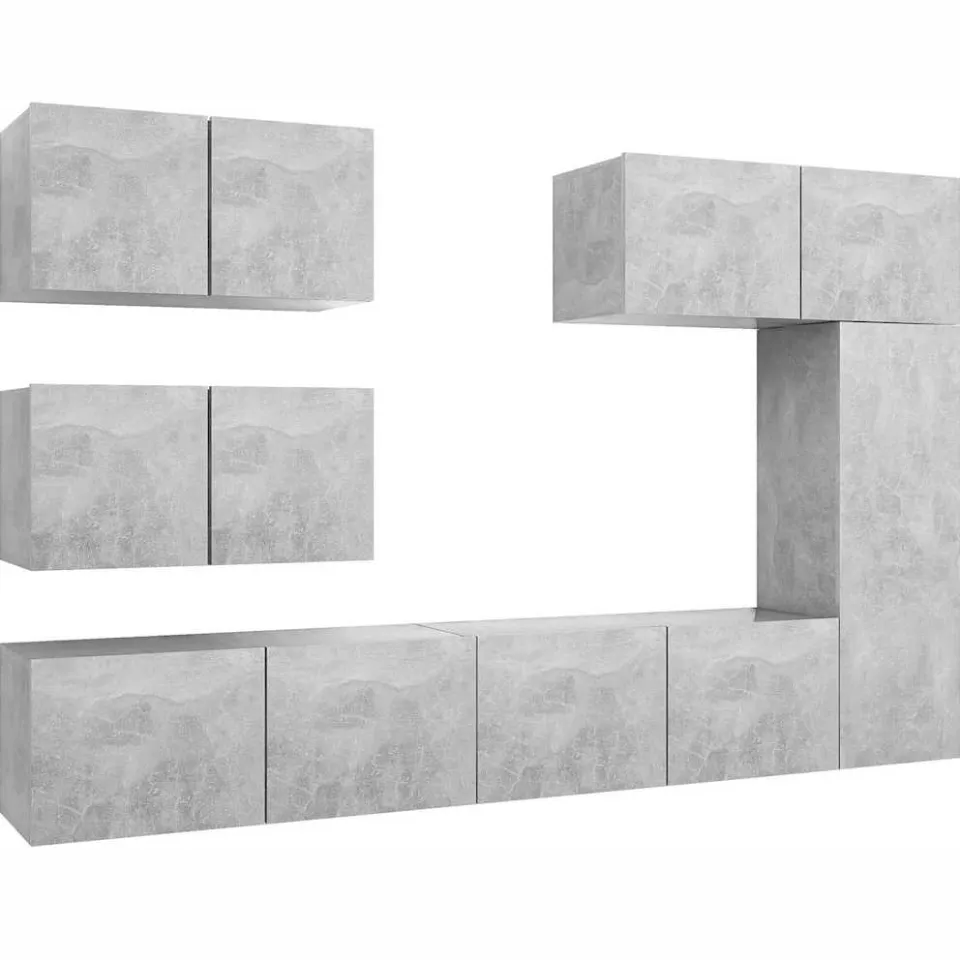 vidaXL 6-delige Tv-meubelset bewerkt hout betongrijs grijs, foto 3