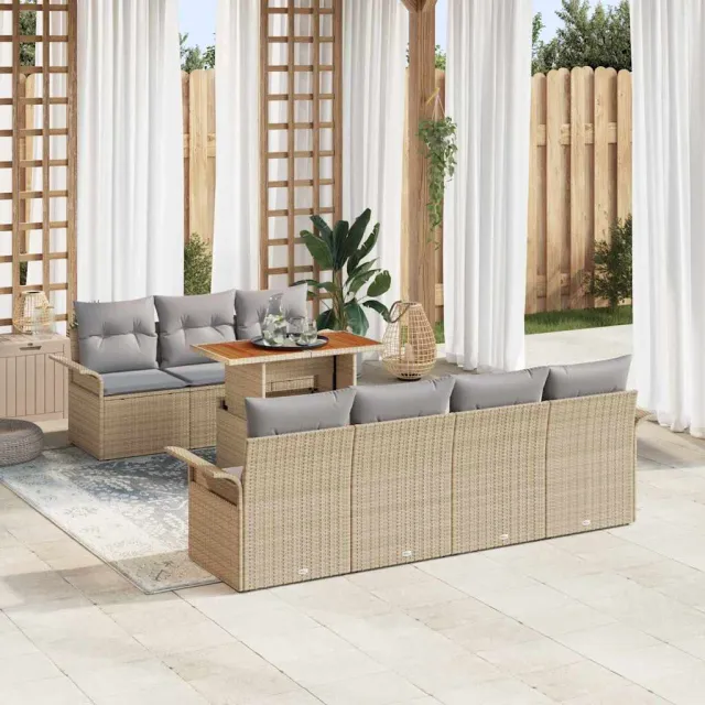 vidaXL Tuin Sofa Set 8 st Beige Poly riet, foto 2