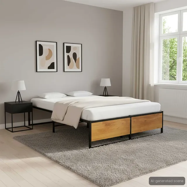 vidaXL Bedframe metaal zwart 120x200 cm
