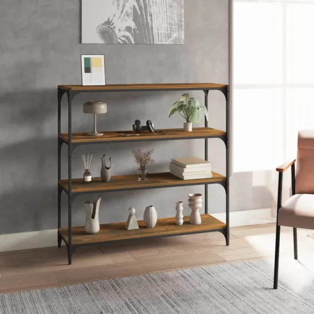 vidaXL Boekenkast 100x33x100 cm bewerkt hout en staal gerookt eiken, foto 2