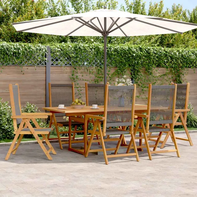 vidaXL 7-delige Tuinset polypropeen en massief hout grijs, foto 2
