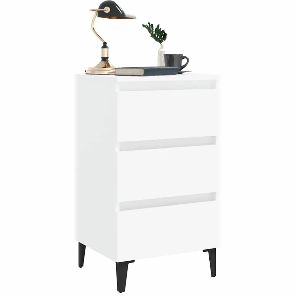 vidaXL Nachtkastje met metalen poten 40x35x69 cm wit