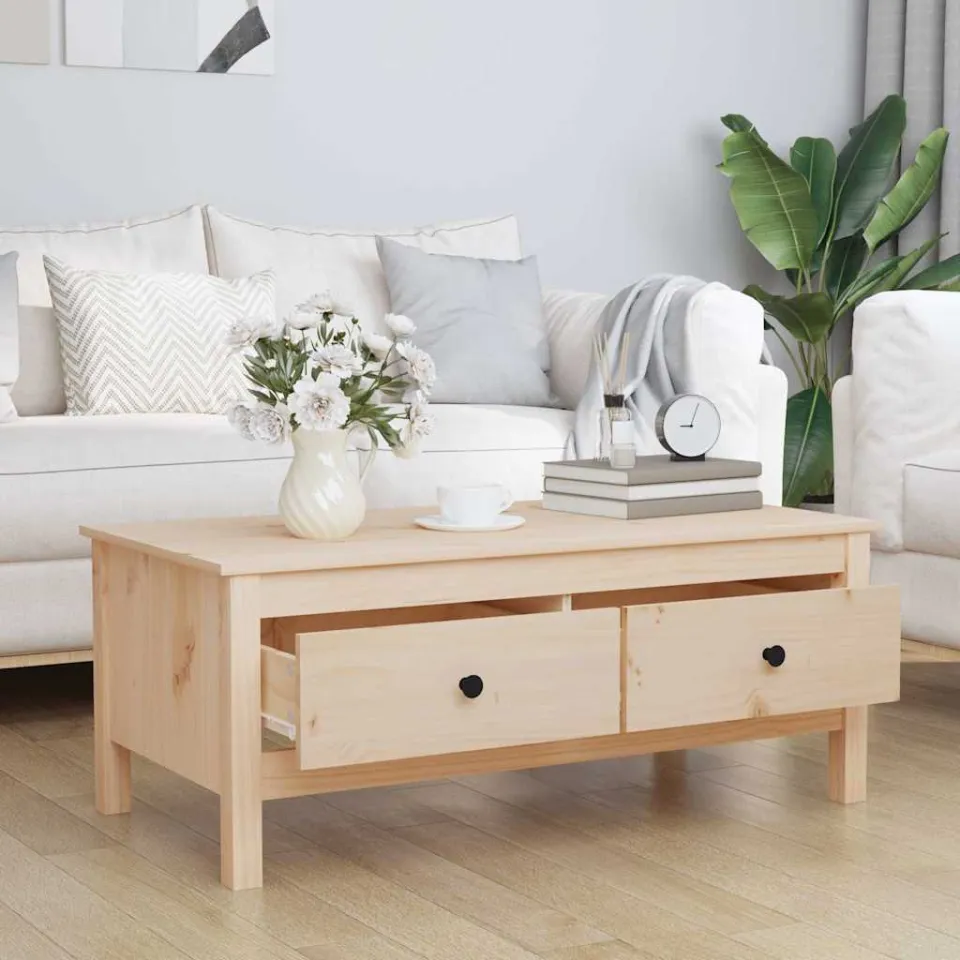 vidaXL Salontafel 100x50x40 cm massief grenenhout bruin, foto 3