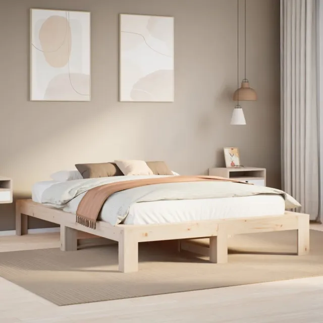 vidaXL Bedframe zonder matras massief grenenhout 140x190 cm bruin