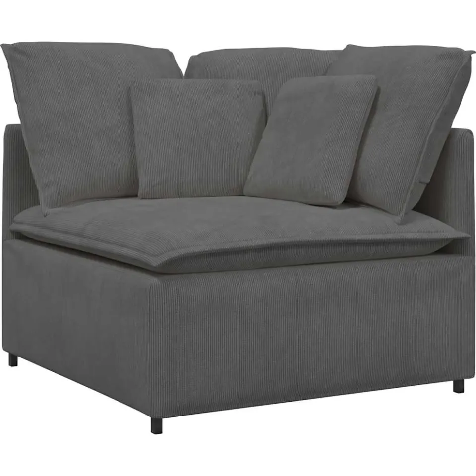vidaXL Modulaire bank met voetenbank&kussens corduroy stof donkergrijs grijs, foto 3