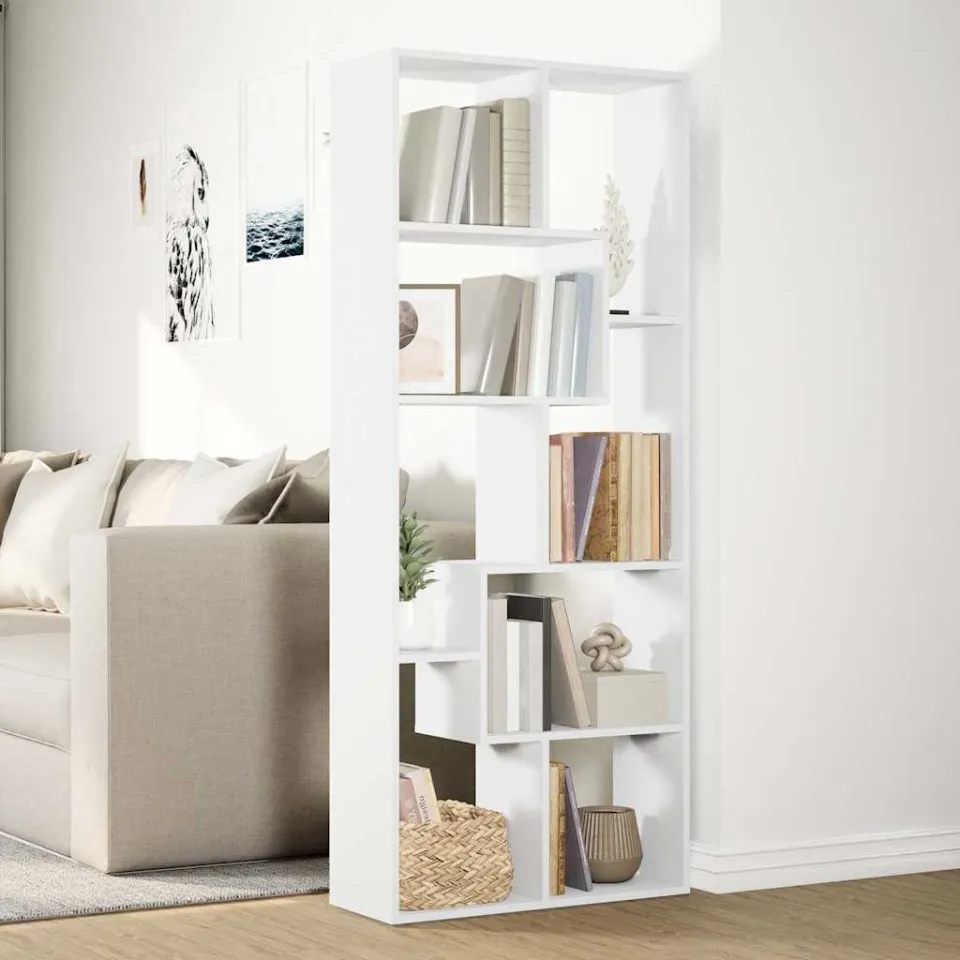 vidaXL Kamerscherm / boekenkast 67x25x161,5 cm bewerkt hout wit, foto 4