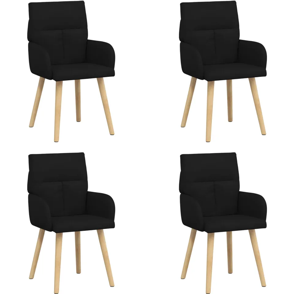 vidaXL Eettafelstoelen 4 st Stof Zwart 60 x 56 x 93 cm, foto 3