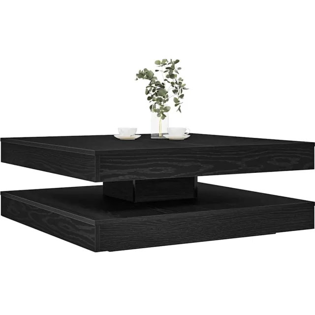 vidaXL Salontafel 360 graden draaibaar 90x90x34,5 cm zwart eikenkleur