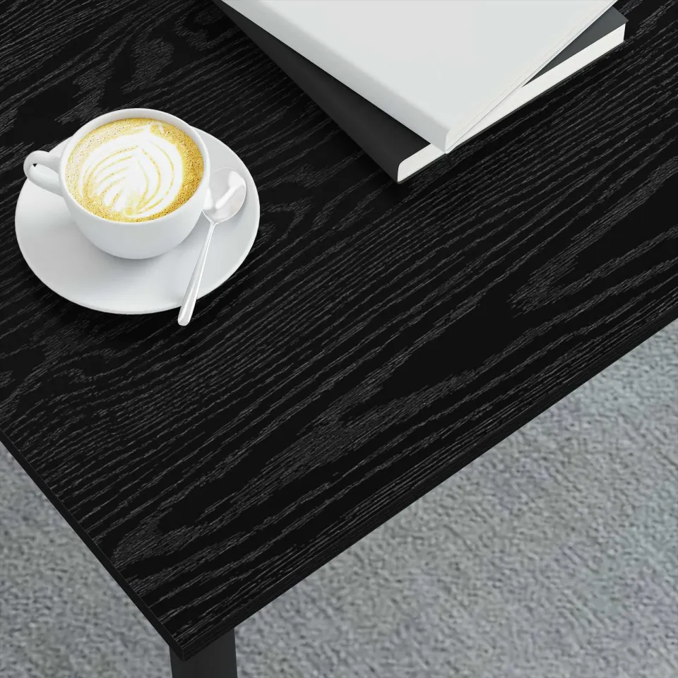 vidaXL Salontafel Zwart Eiken 100 x 100 x 45 cm Bewerkt hout, foto 3