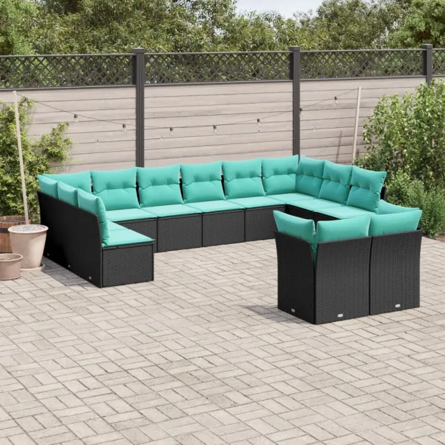vidaXL 12-delige tuinbankset met kussens van zwart polyrotan, foto 2