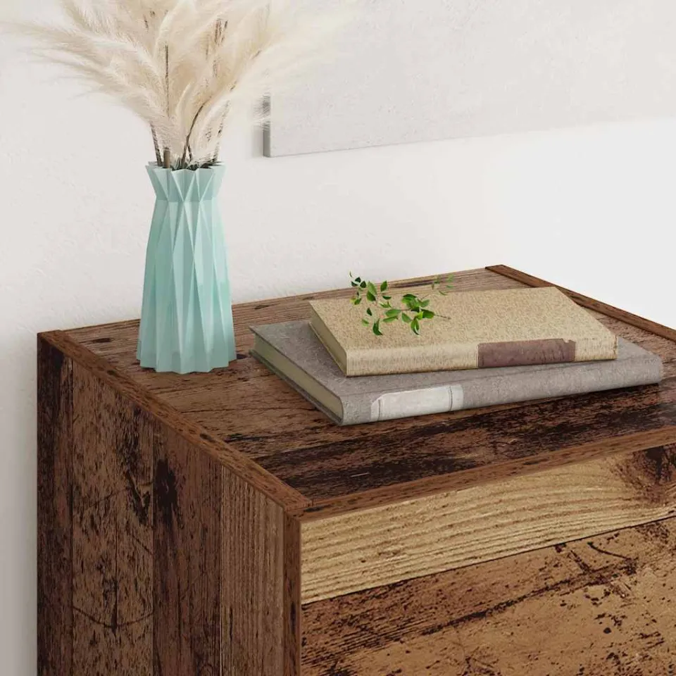 vidaXL Dressoir Oud Hout 34,5 x 34 x 90 cm Bewerkt hout bruin, foto 4