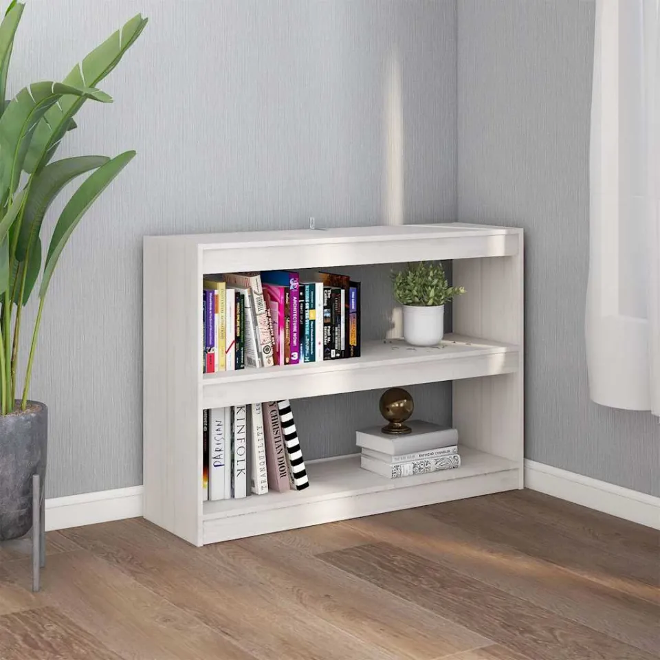 vidaXL Boekenkast/kamerscherm 100x30x71,5 cm grenenhout wit, foto 3