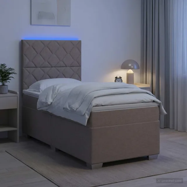 vidaXL Boxspringbed met matras met hoofdeinde Taupe 90 x 200 cm Stof