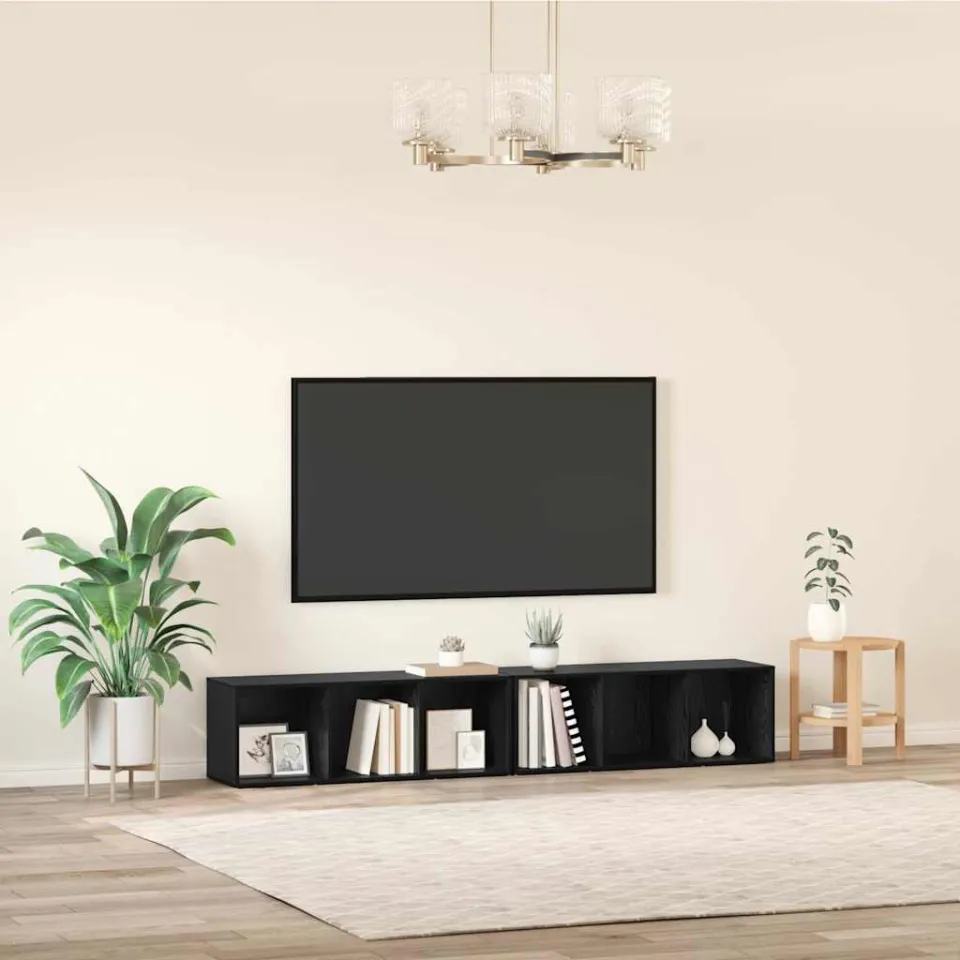 vidaXL Tv-meubelset 2 st 37 x 35 x 107cm Zwart Eiken, foto 4