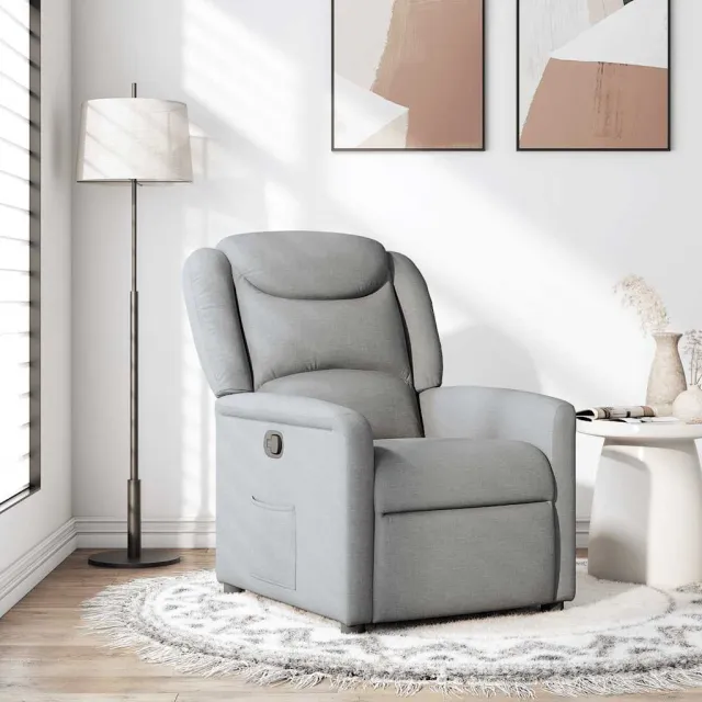 vidaXL Fauteuil verstelbaar stof lichtgrijs