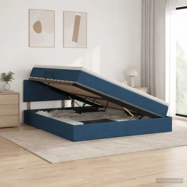 vidaXL LED Opslagbed met Matras Blauw 180 x 200 cm Stof