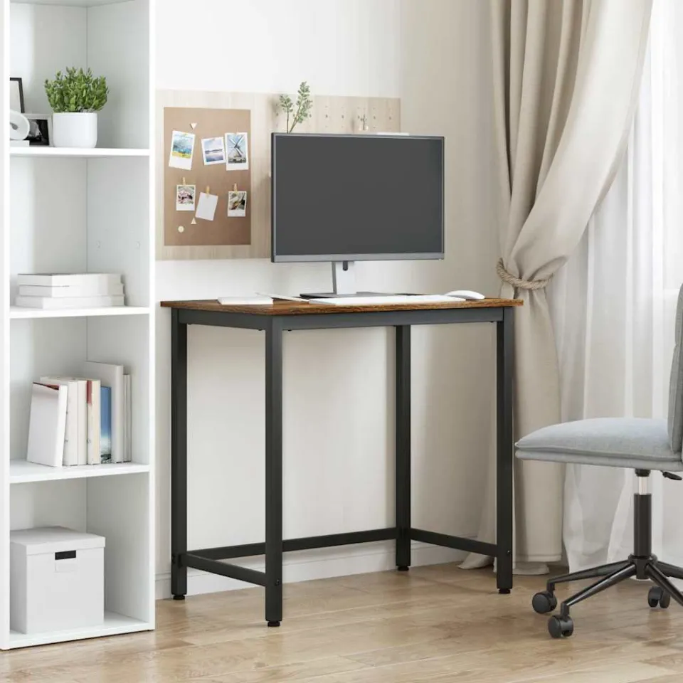 vidaXL Tafel Gerookt eiken 100 x 50 x 76,5 cm Engineered hout en staal, foto 3