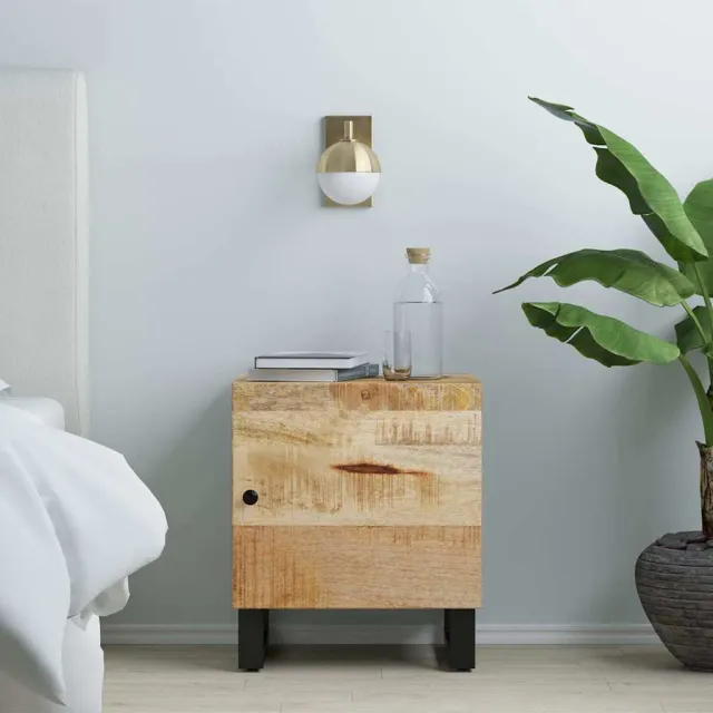 vidaXL Nachtkastje 40x33x46 cm massief mangohout zwart, foto 2