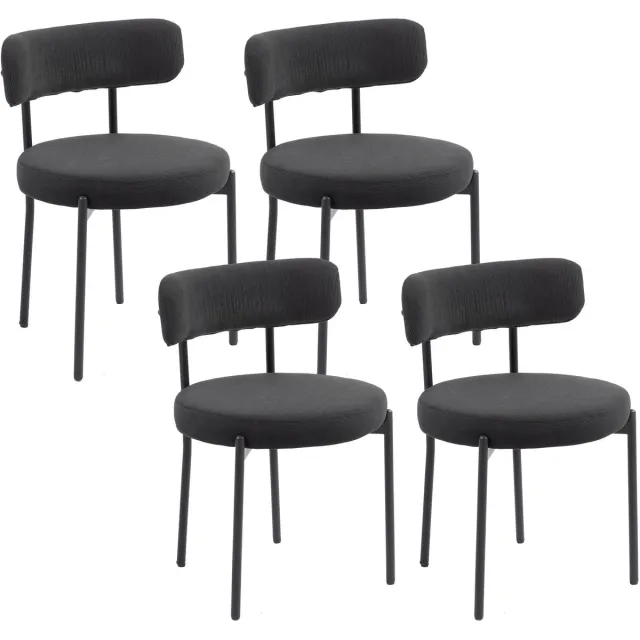Homcom Eetkamerstoel-Polyester-51x51x76cm-Zwart