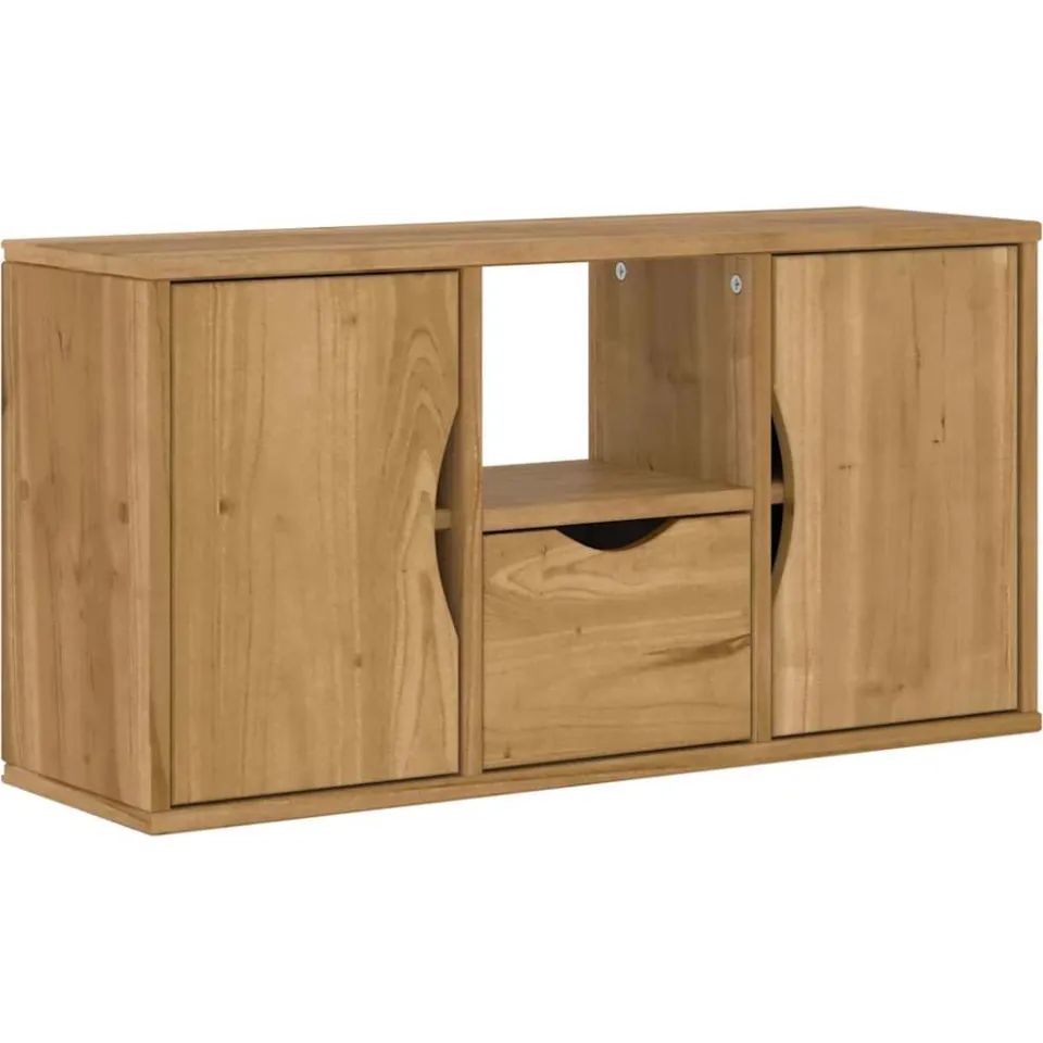 vidaXL Tv-meubel met lade ODDA 79x24x40 cm massief grenenhout bruin, foto 3