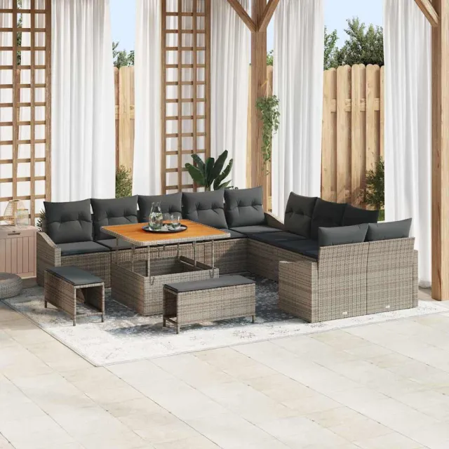 vidaXL Tuinbankenset 13 st Grijs poly rattan