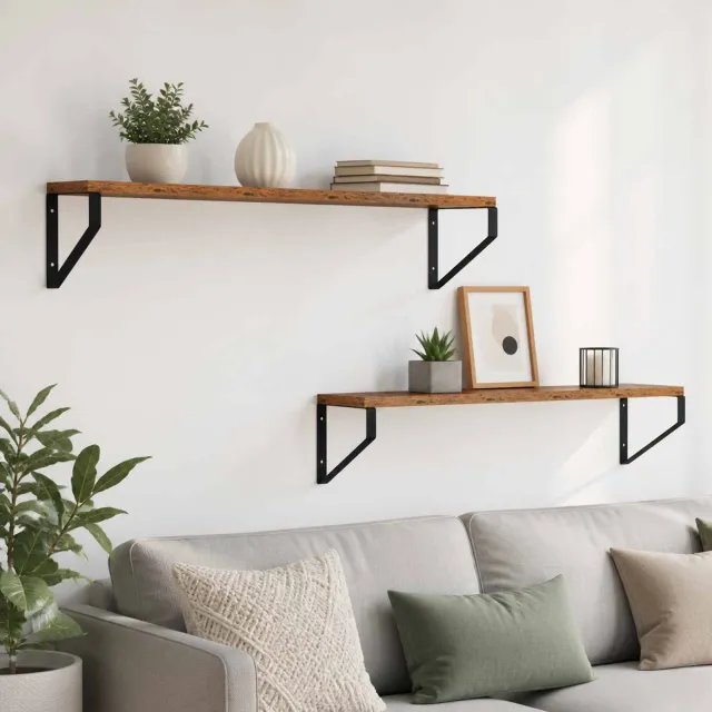 vidaXL Wandschappen 2 st Oud hout 60 x 16 x 15,5 cm Bruin