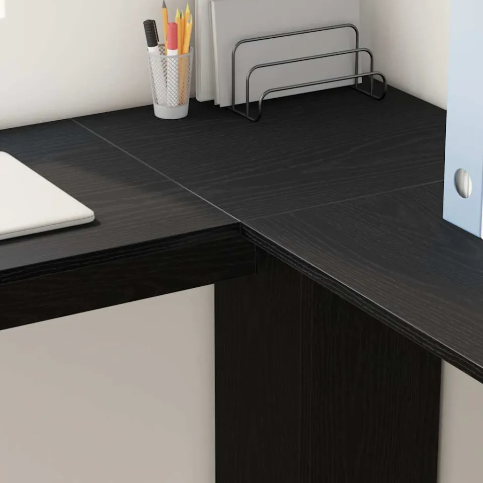 vidaXL Hoekbureau Zwart Eiken 140 x 113,5 x 75 cm Bewerkt hout, foto 4
