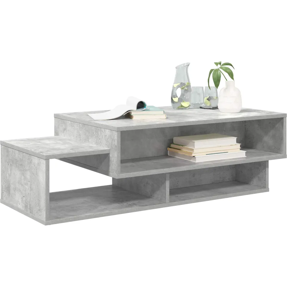 vidaXL Salontafel Beton Grijs 105 x 50 x 32,5 cm Bewerkt hout, foto 3