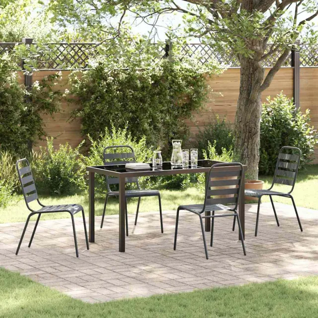 vidaXL Tuin eettafelset 5 st Antraciet Gepoedercoat staal, foto 2